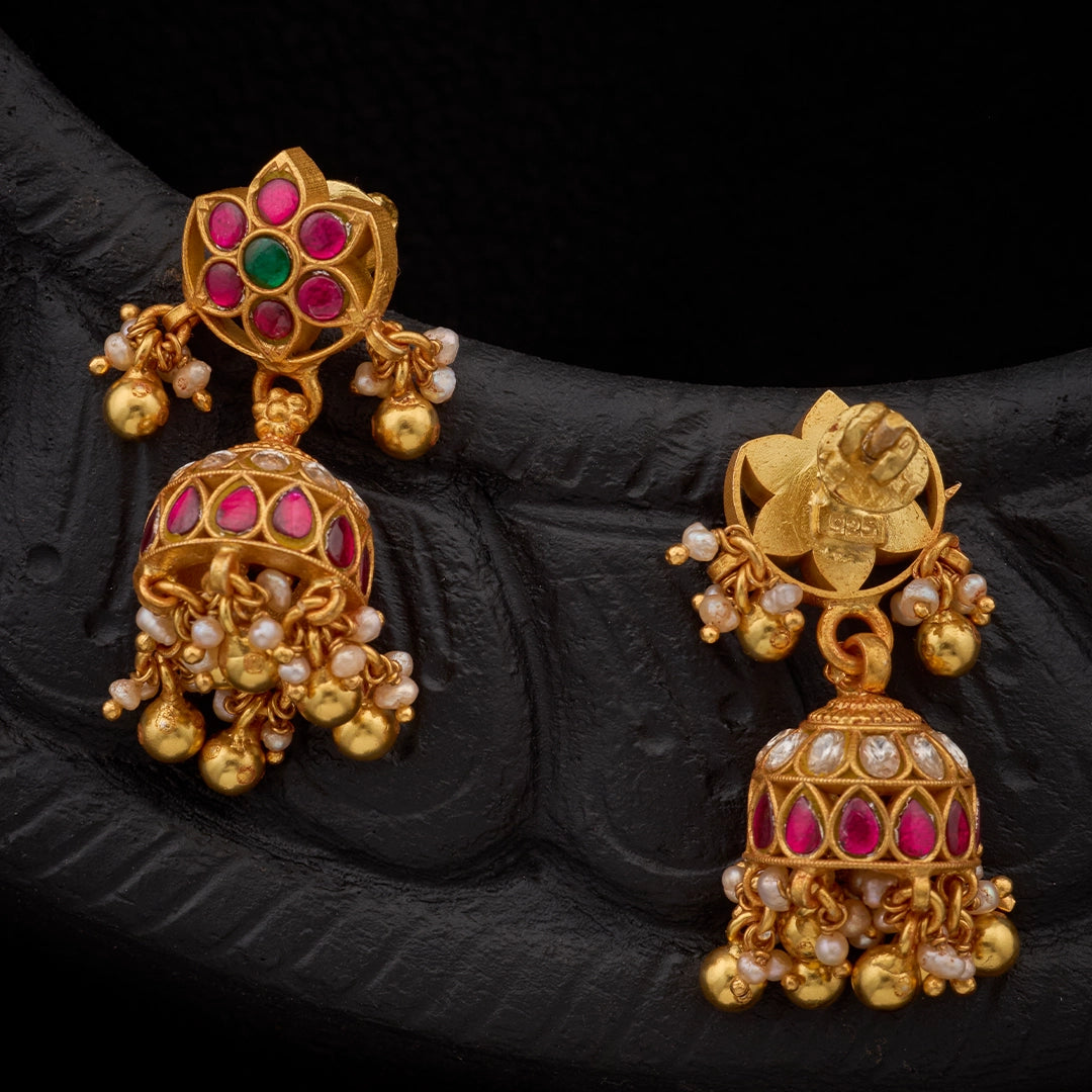 SHAHI KUNDAN PEARL JHUMKAS