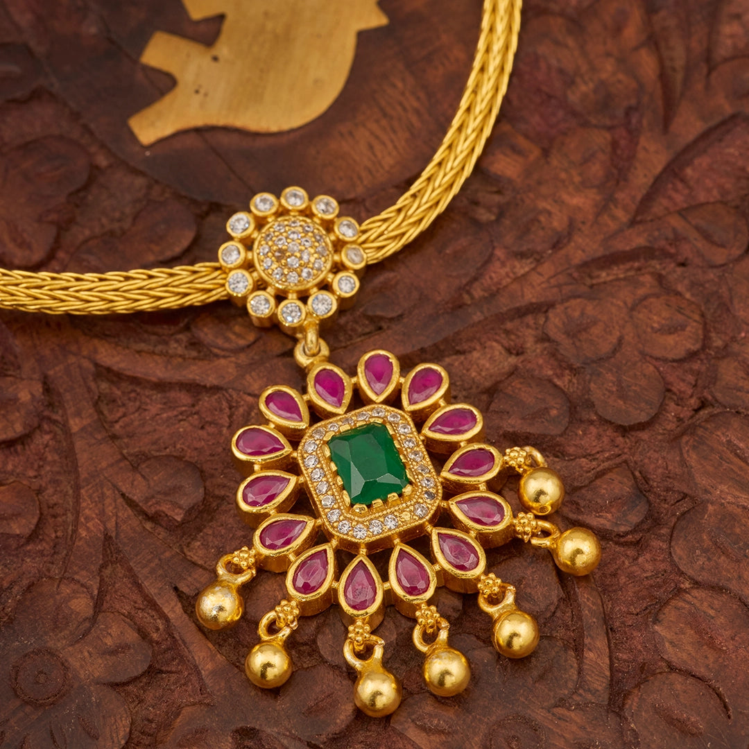 ROYAL RUBY EMERALD PENDANT NECKLACE