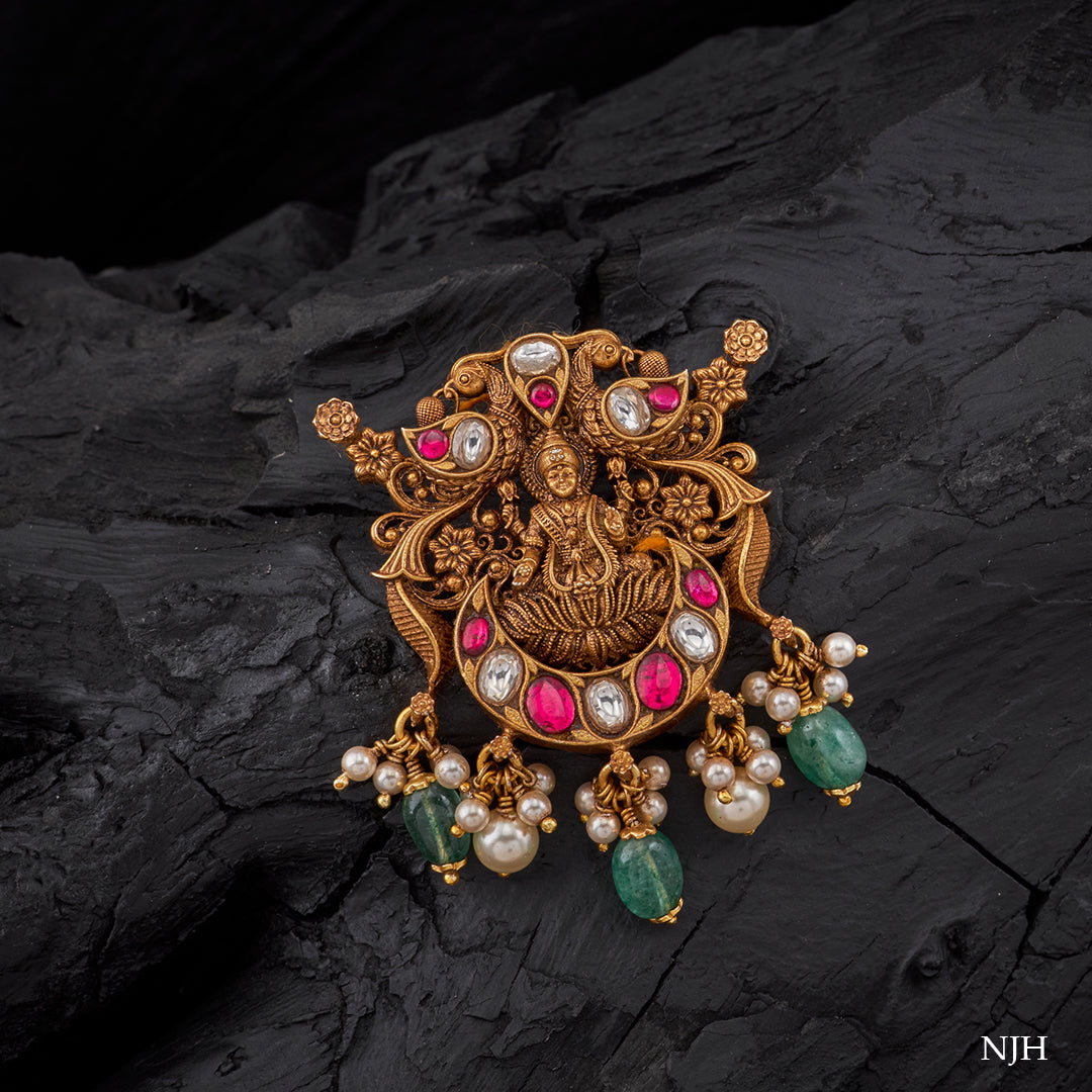 LAKSHMI KUNDAN HALF MOON PENDANT