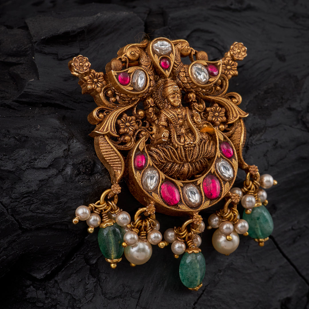 LAKSHMI KUNDAN HALF MOON PENDANT