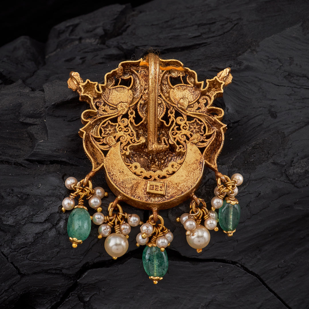 LAKSHMI KUNDAN HALF MOON PENDANT