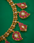 RED AND GREEN KUNDAN MANGO NECKLACE