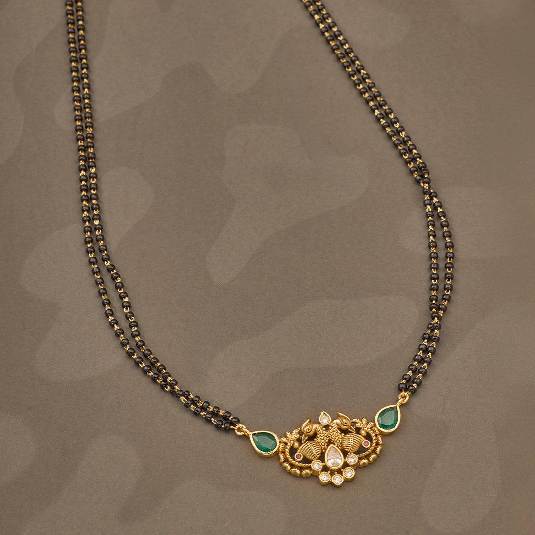 TRADITIONAL PEACOCK PENDANT MANGALSUTRA