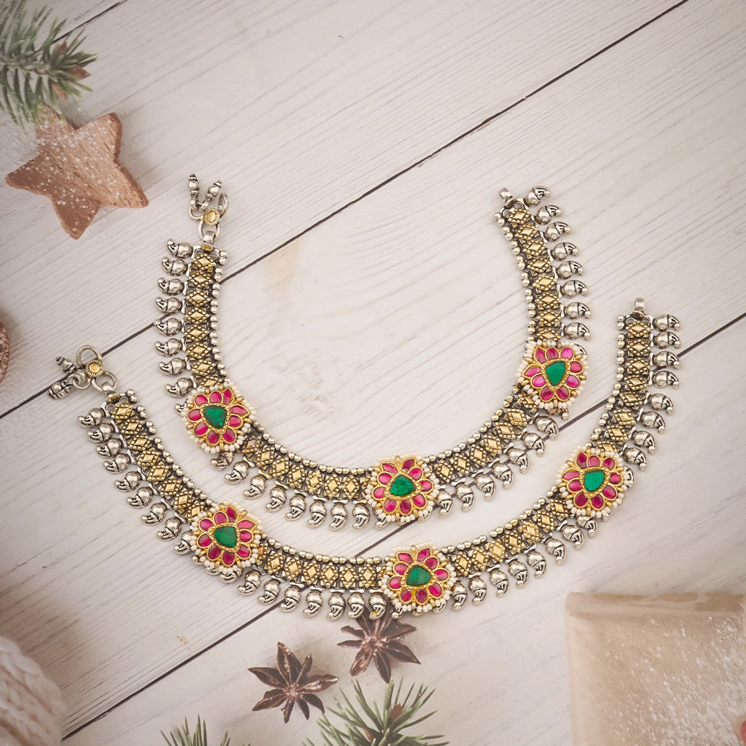 ROYAL GOLD-TONE KUNDAN ANKLET