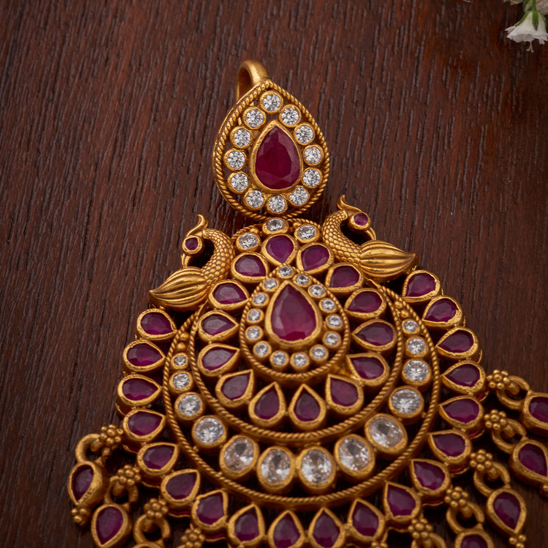 RED STONE PEACOCK PENDANT