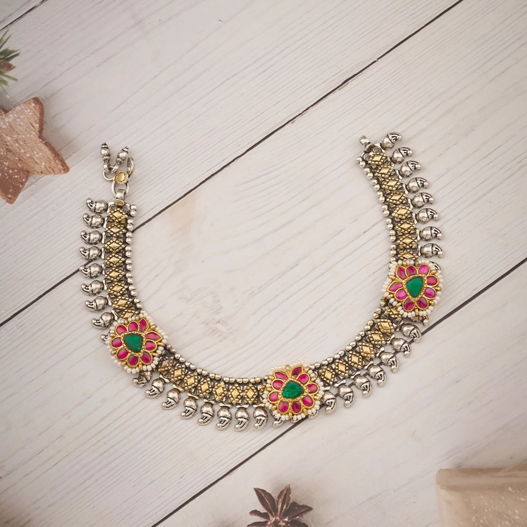 ROYAL GOLD-TONE KUNDAN ANKLET