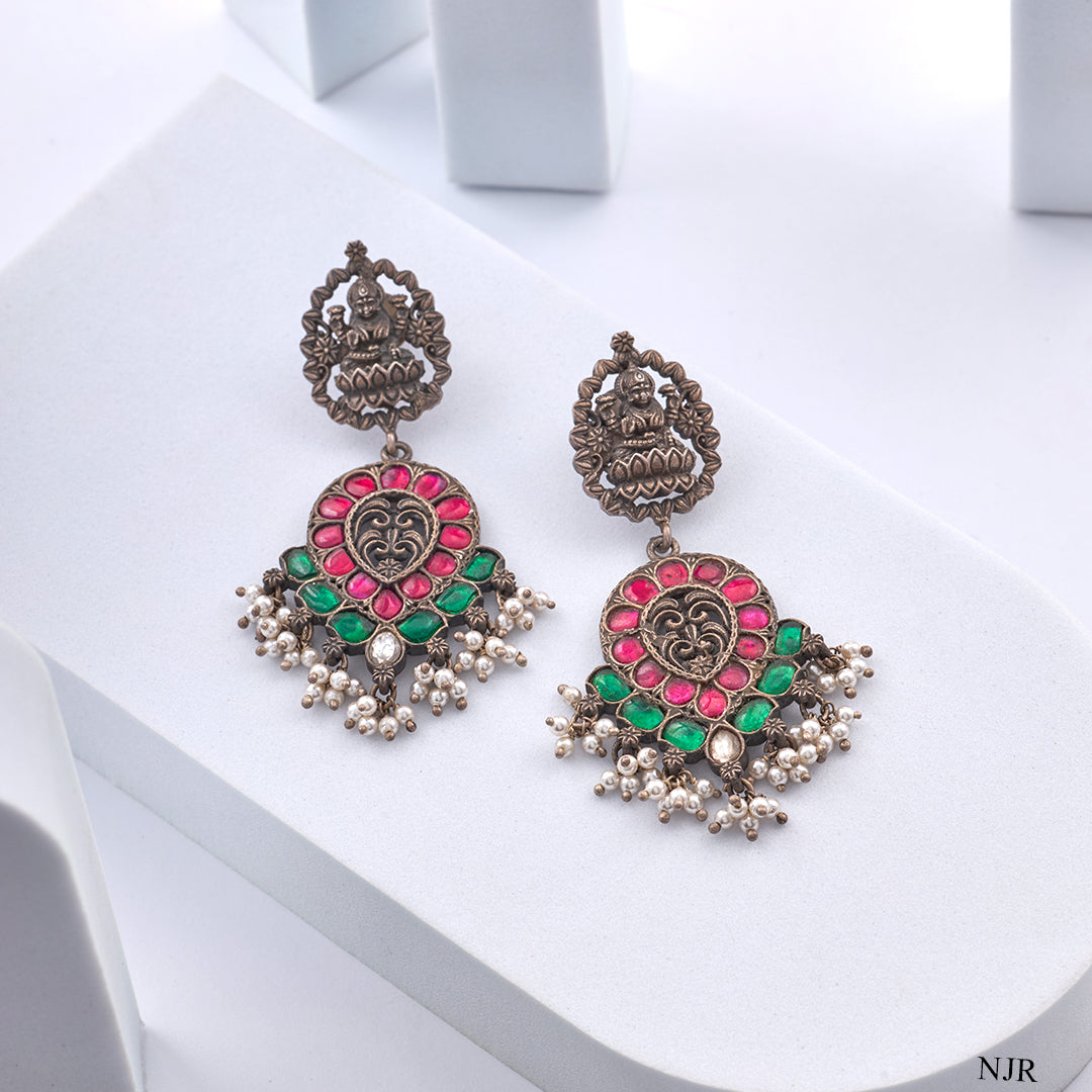 TEMPLE STYLE OXIDISED EARRINGS