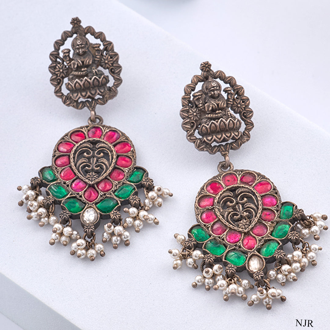 TEMPLE STYLE OXIDISED EARRINGS