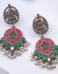 TEMPLE STYLE OXIDISED EARRINGS