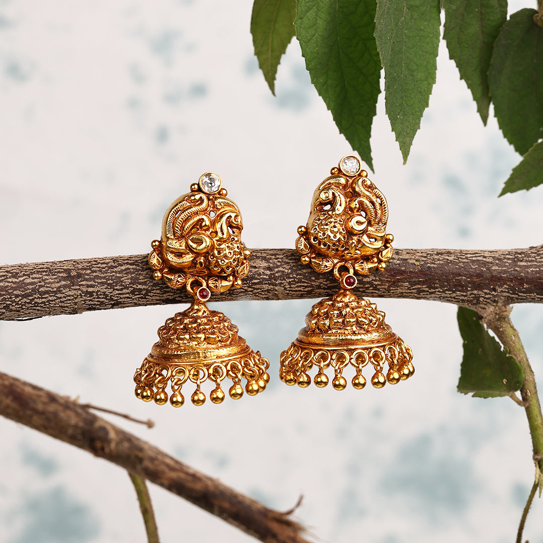 GOLDEN MAYURA TEMPLE JHUMKA