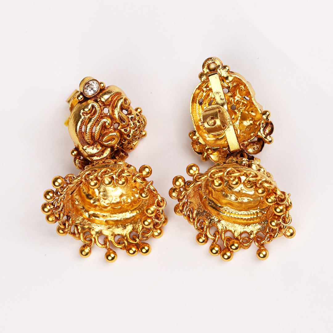 GOLDEN MAYURA TEMPLE JHUMKA