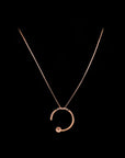 SILVER ROSE GOLD HALF MOON  EARRINGS WITH NECK CHAIN