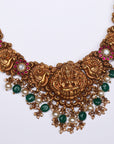 SILVER LAKSHMI NAKASH SHORT NECKLACE