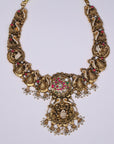 SILVER LAKSHMI NAKASH TRADITIONAL SHORT NECKLACE