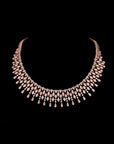 SILVER ROSE GOLD ZIRCON NECKLACE WITH EARRINGS.