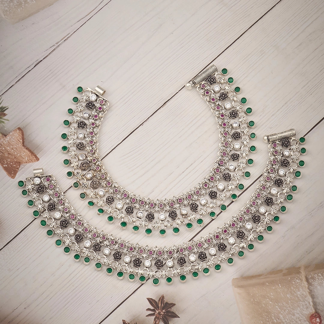 EMERALD ROSE ANTIQUE ANKLET