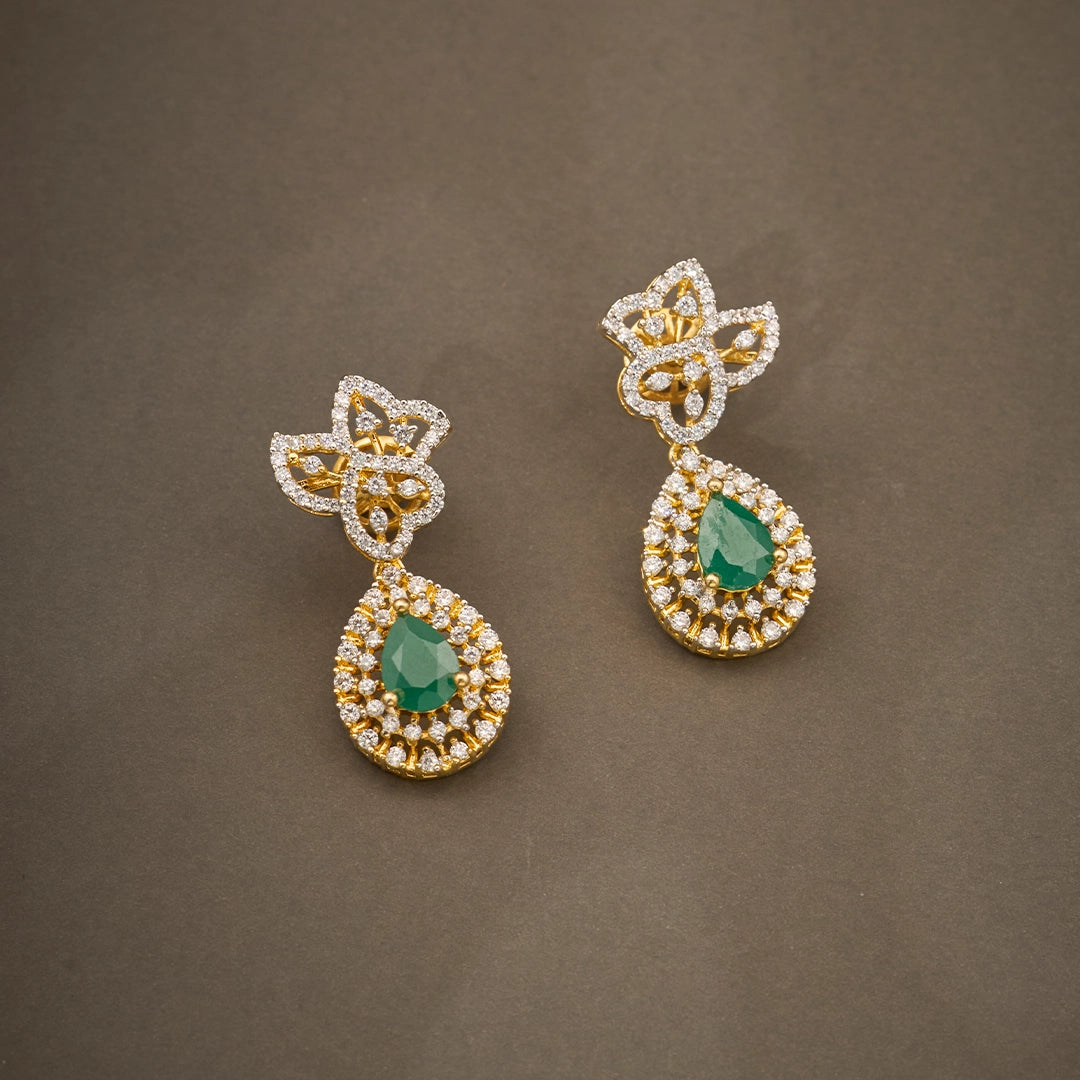 EMERALD FLORAL CZ NECKLACE SET