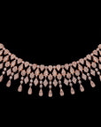 SILVER ROSE GOLD ZIRCON NECKLACE WITH EARRINGS.