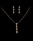 SILVER ROSE GOLD FASHIONABLE EARRINGS WITH NECK CHAIN