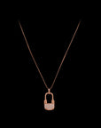 SILVER ROSE GOLD LOCK DESIGN EARRINGS WITH NECK CHAIN