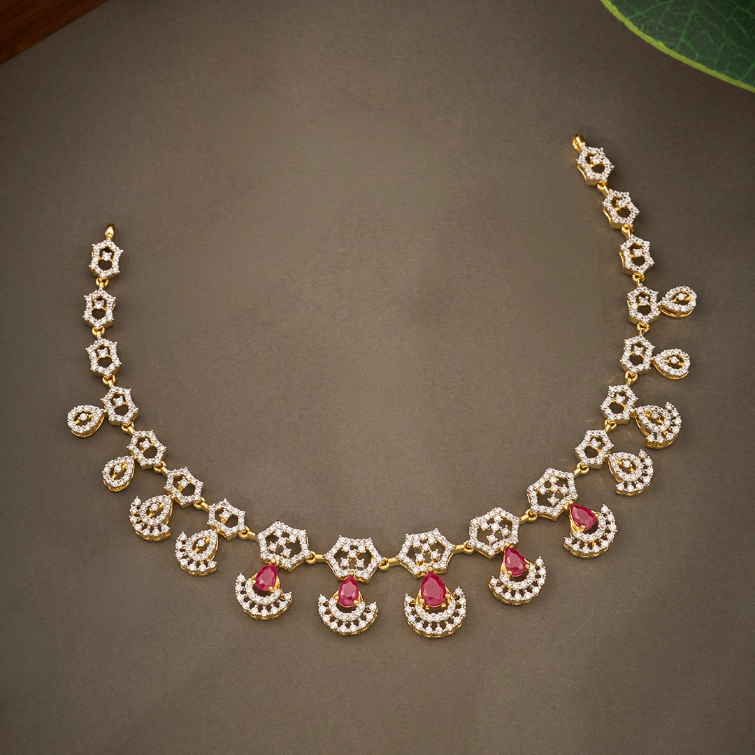 RUBY TEARDROP BRIDAL NECKLACE SET