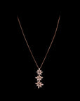 SILVER FLORAL ROSE GOLD EARRING WITH NECK CHAIN