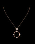 SILVER ROSE GOLD PEARL CIRCLE  EARRINGS WITH NECKCHAIN