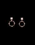 SILVER ROSE GOLD PEARL CIRCLE  EARRINGS WITH NECKCHAIN