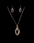 SILVER ROSE GOLD OVAL EARRINGS WITH NECK CHAIN