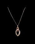 SILVER ROSE GOLD OVAL EARRINGS WITH NECK CHAIN