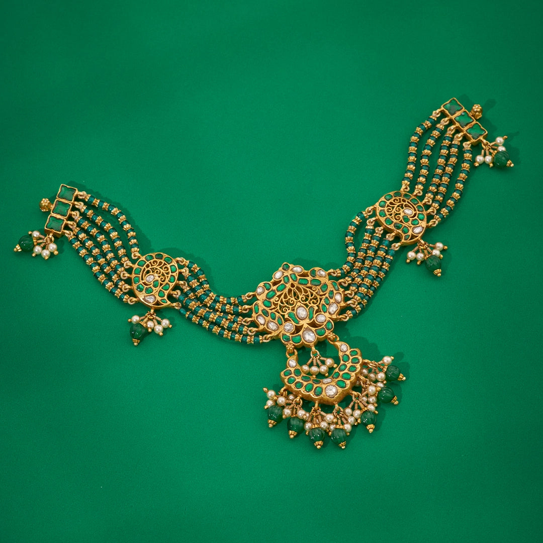 GREEN KUNDAN HERITAGE CHOKER