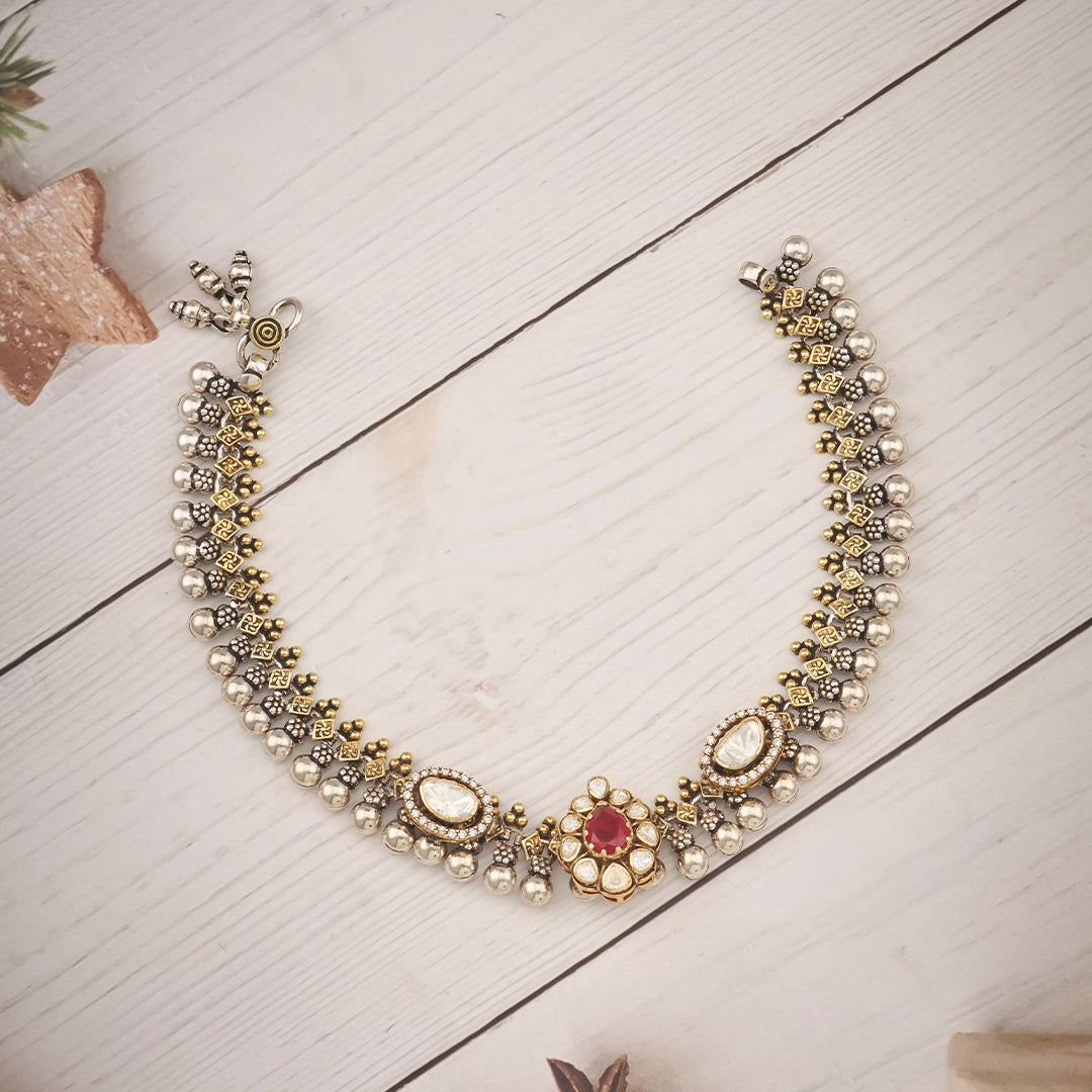 ANTIQUE RUBY AND POLKI ANKLET