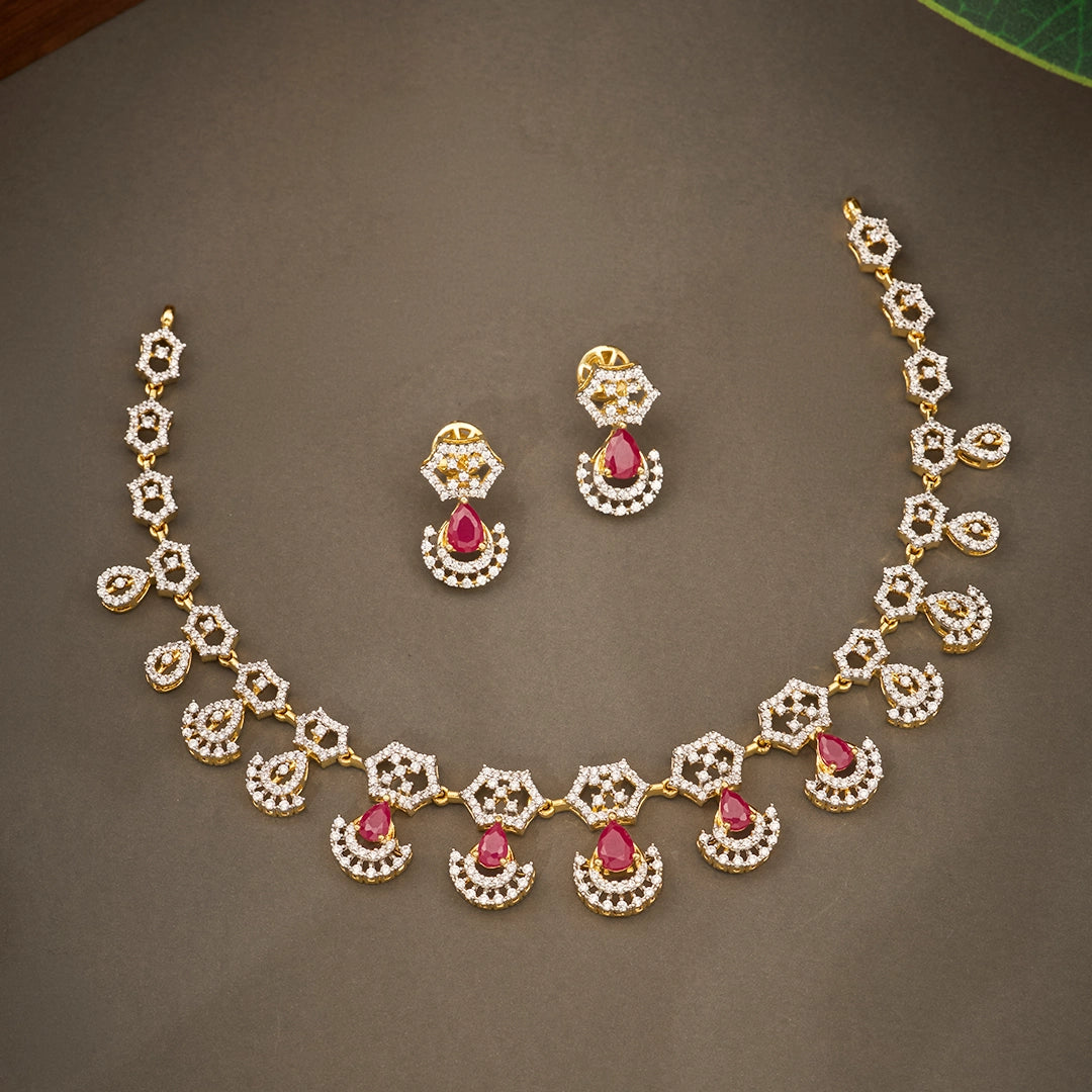 RUBY TEARDROP BRIDAL NECKLACE SET