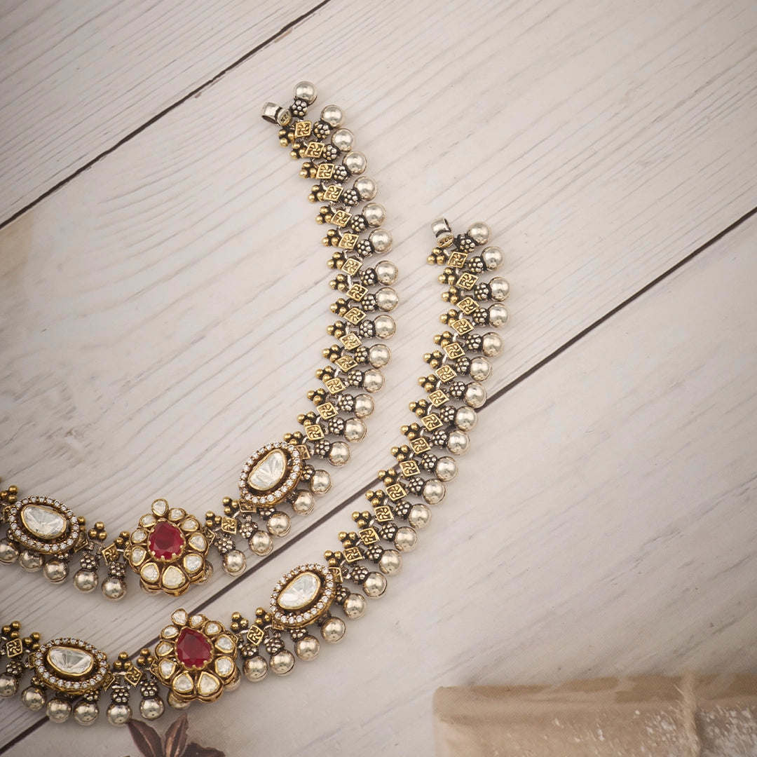 ANTIQUE RUBY AND POLKI ANKLET