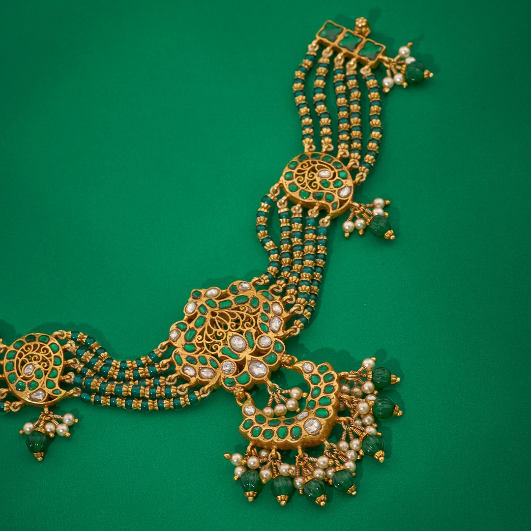 GREEN KUNDAN HERITAGE CHOKER