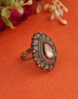 ROYAL TEARDROP POLKI KUNDAN RING