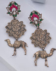 OXIDISED CAMEL EARRINGS