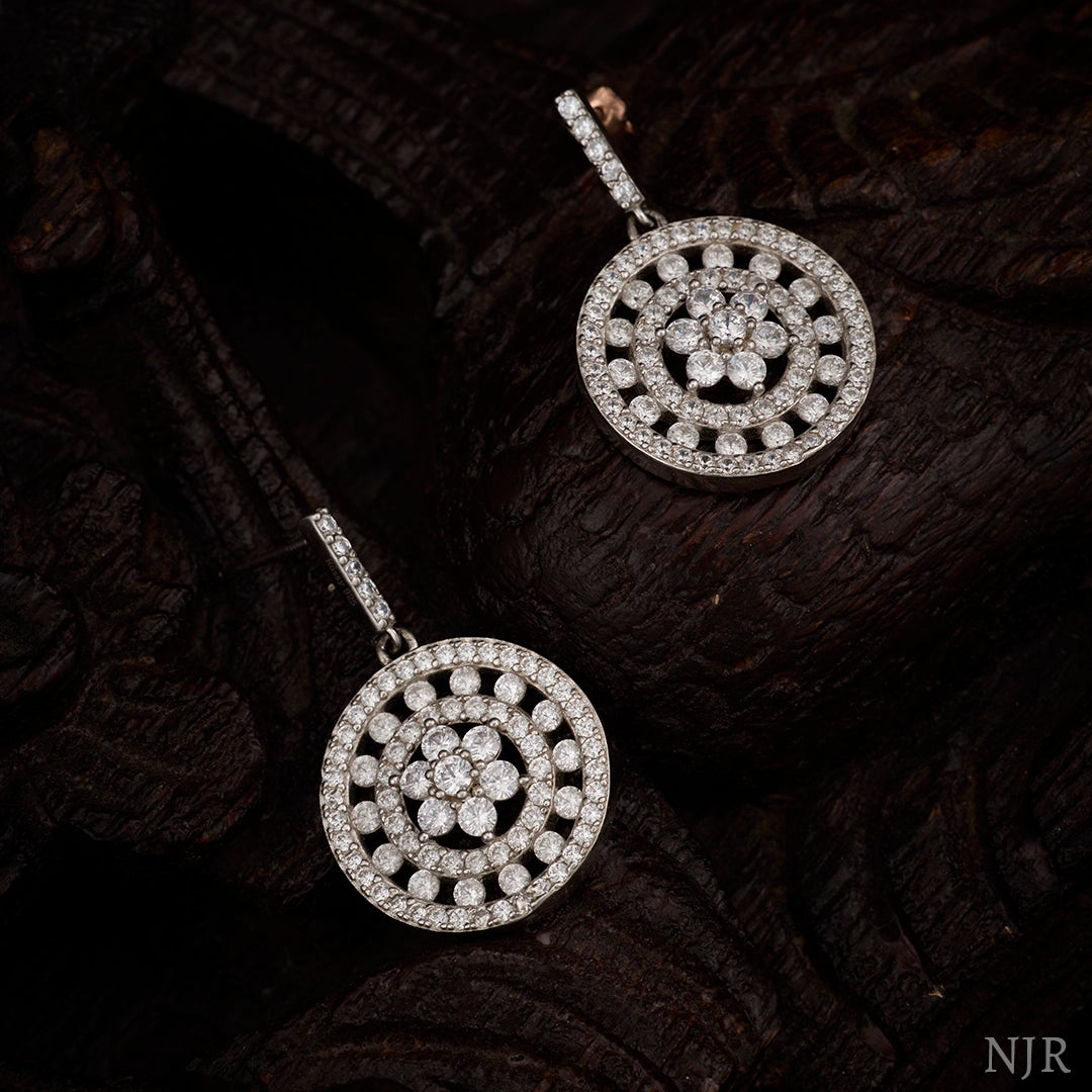 DIAMOND HALO DISC EARRINGS