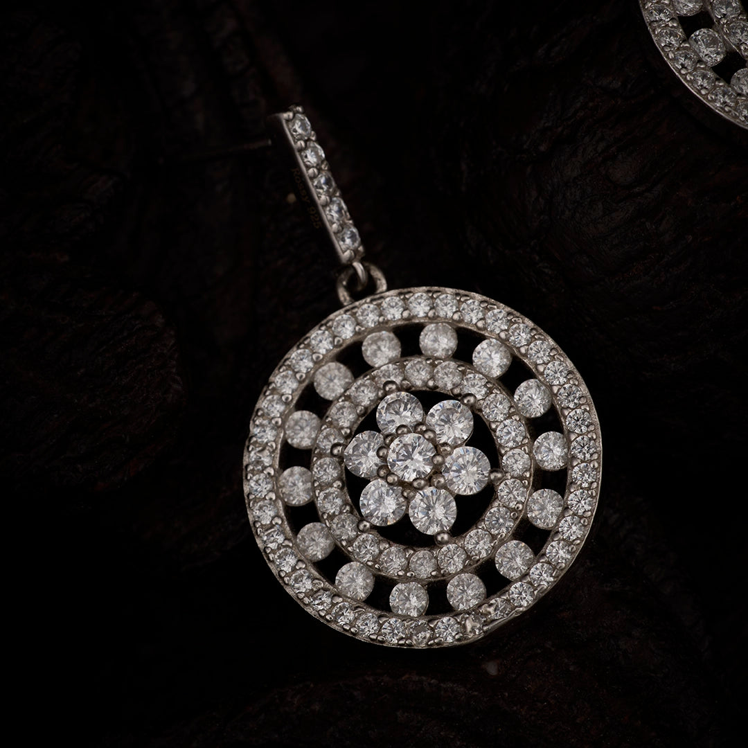 DIAMOND HALO DISC EARRINGS