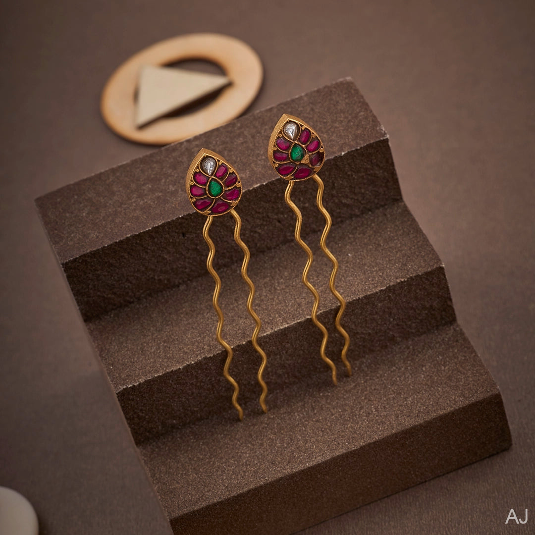 KUNDAN TRICOLOR HAIR PIN