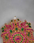 SILVER ANTIQUE GANDABERUNDA KUNDAN PENDANT