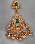 SILVER EMERALD STONE MAANG TIKKA