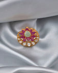 SILVER KUNDAN FLORAL RING