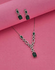 SILVER PARTY WEAR EARRINGS WITH NECK CHAIN