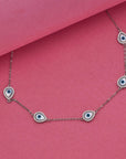 SILVER EVIL EYE NECK CHAIN