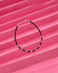 KID'S SILVER BLACK BEADS ANKLET