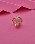 SILVER ROSE GOLD STONE RING