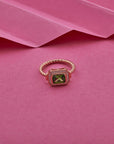 SILVER ROSE GOLD SPINEL STONE RING