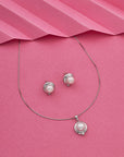 SILVER PEARL EARRING WITH CHAIN