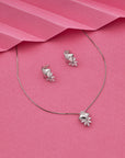 SILVER FLORAL EARRINGS WITH PENDANT